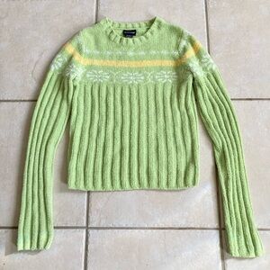 Coolwear y2k plush ribbed fair isle sweater